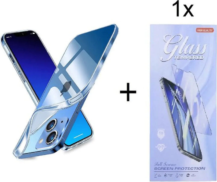 iPhone 14 Pro Max Hoesjes – Siliconen Backcover – Transparant – Inclusief 1x Screenprotector Gehard Glas – Anti-kras-Ilumina Benelux