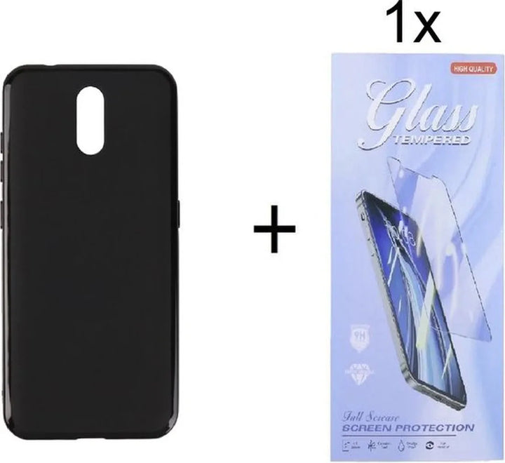Nokia 2.3 Hoesjes – Siliconen Backcover – Schokbestendig – Inclusief Gehard Glas Screenprotector – Zwart-Ilumina Benelux