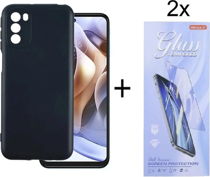 Motorola Moto G31/G41 Hoesjes – Siliconen Backcover – Zwart – Inclusief 2x Screenprotector-Ilumina Benelux