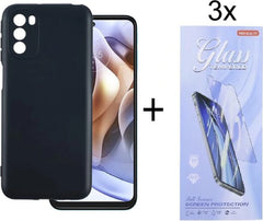 Motorola Moto G31/G41 Hoesjes – Siliconen Backcover – Schokbestendig – Inclusief 3x Screenprotector – Zwart