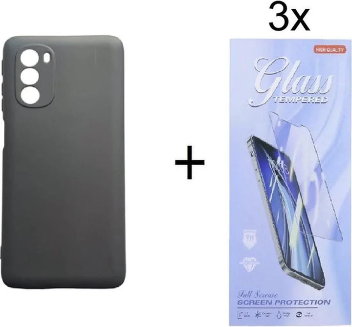 Motorola Moto G51 5G Hoesjes – Siliconen Backcover – Schokbestendig – Inclusief 3x Screenprotector – Zwart-Ilumina Benelux
