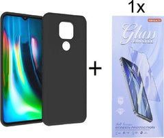 Motorola Moto E7 Hoesjes – Siliconen Backcover – Schokbestendig – Inclusief Screenprotector – Zwart