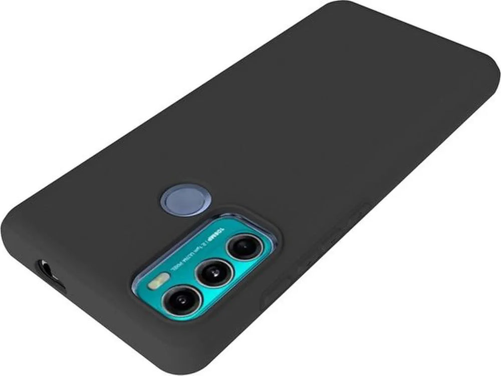 Motorola Moto G60s Hoesjes – Siliconen Backcover – Schokbestendig – Zwart – 2x Screenprotector Gehard Glas Anti-kras Transparant-Ilumina Benelux