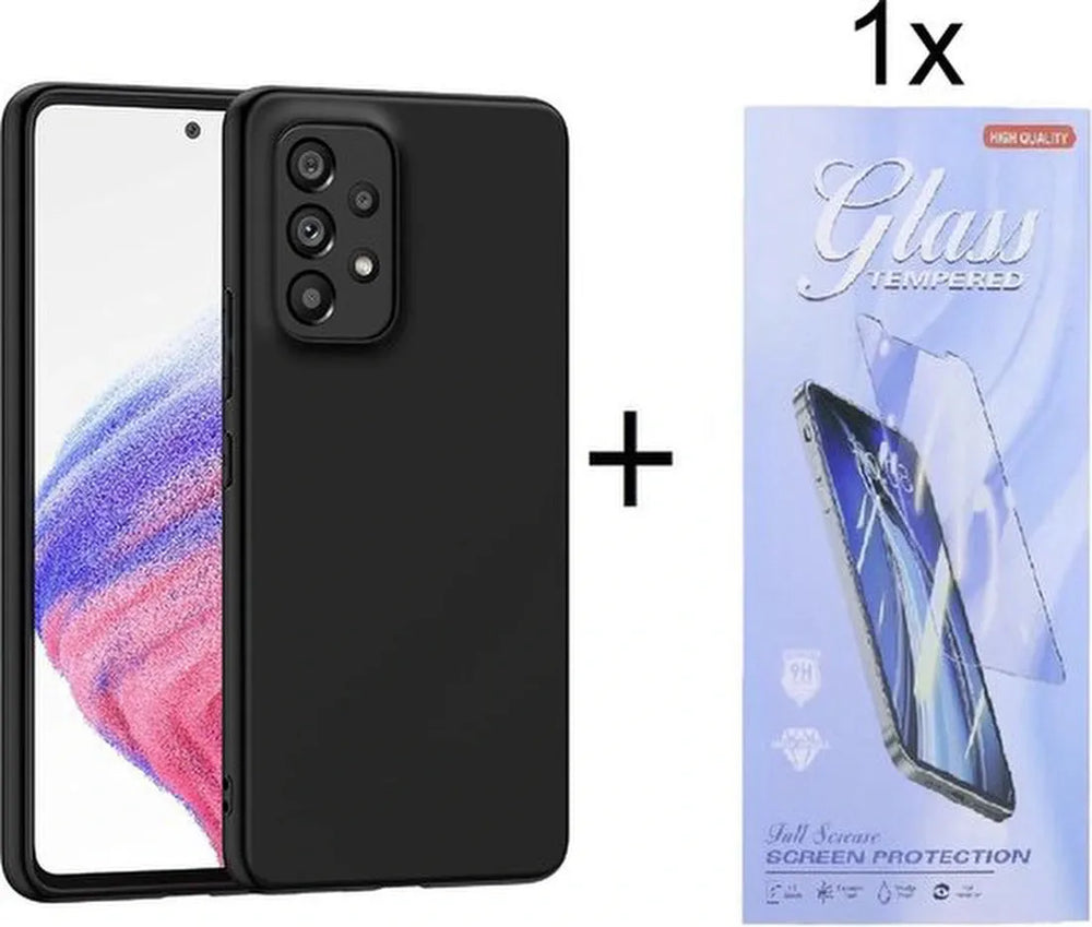 Samsung Galaxy A53 5G Hoesjes – Siliconen Backcover – Soft Touch – Inclusief Screenprotector – Zwart-Ilumina Benelux