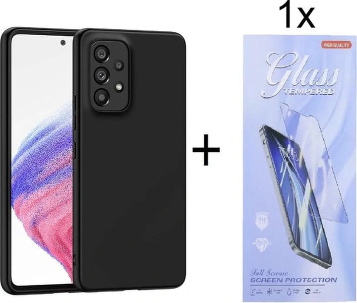 Samsung Galaxy A53 5G Hoesjes – Siliconen Backcover – Soft Touch – Inclusief Screenprotector – Zwart-Ilumina Benelux