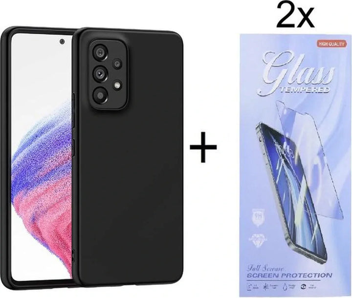 Samsung Galaxy A53 5G Hoesjes – Siliconen Backcover – Soft Touch – Inclusief 2x Screenprotector – Zwart-Ilumina Benelux