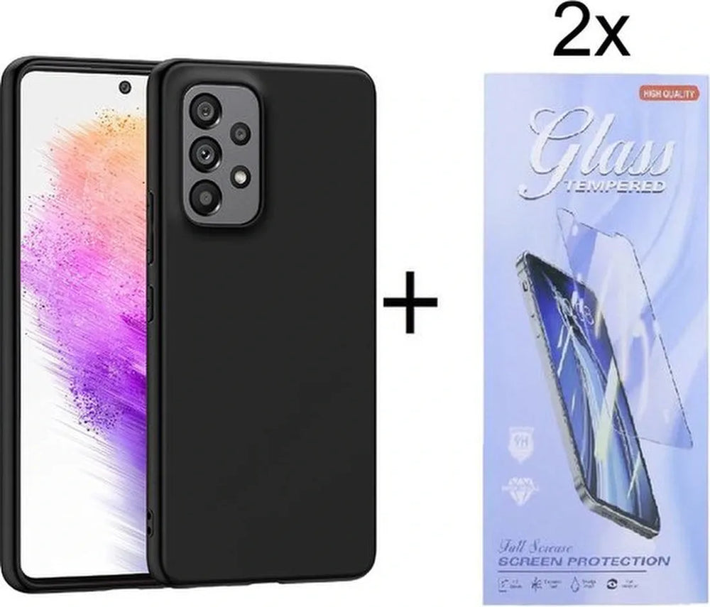 Samsung Galaxy A73 5G Hoesjes – Siliconen Backcover – Soft Touch – Inclusief 2x Screenprotector – Zwart-Ilumina Benelux