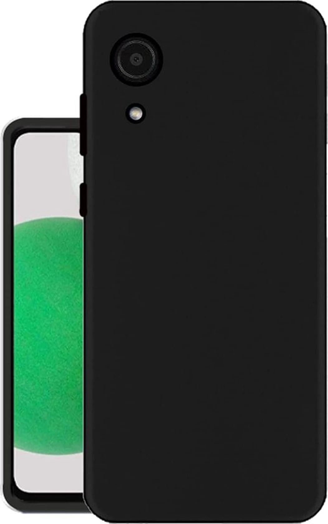 Samsung Galaxy A03 Core Hoesjes – Siliconen Backcover – Soft Touch – Zwart + 3x Screenprotector Gehard Glas – Anti-kras – Transparant