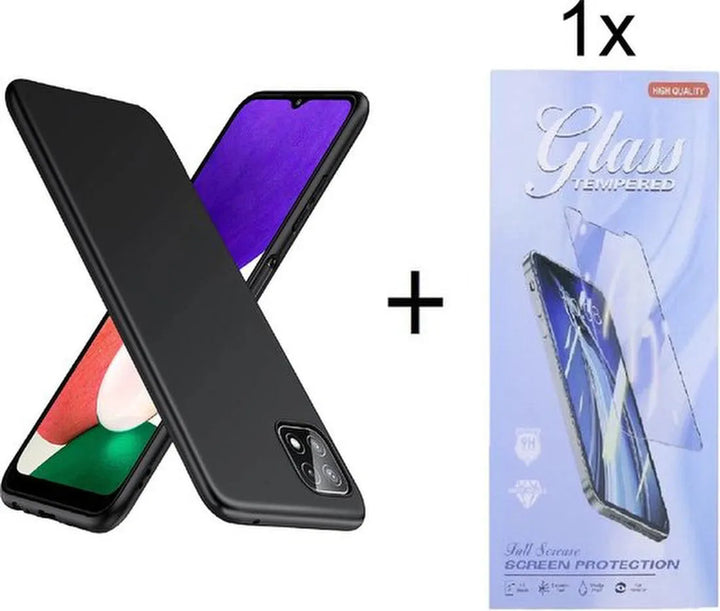 Samsung Galaxy A22 5G Hoesjes – Siliconen Backcover – Soft Touch – Inclusief Screenprotector – Zwart-Ilumina Benelux