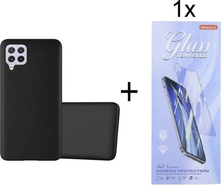 Samsung Galaxy A22 4G Hoesjes – Siliconen Backcover – Soft Touch – Inclusief Screenprotector – Zwart-Ilumina Benelux