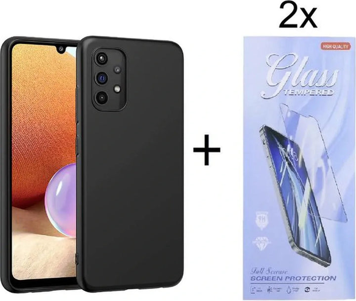 Samsung Galaxy A32 4G Hoesjes – Siliconen Backcover – Soft Touch – Inclusief 2x Screenprotector – Zwart-Ilumina Benelux