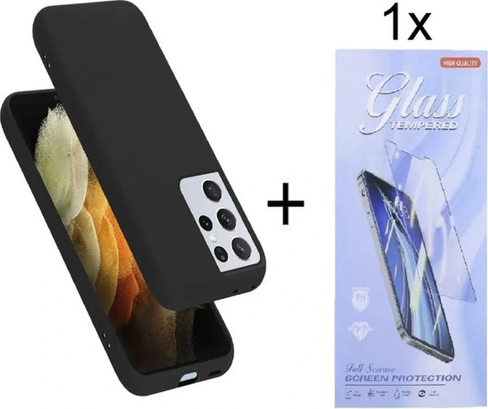 Samsung Galaxy S22 Ultra Hoesjes – Siliconen Backcover – Soft Touch – Inclusief Screenprotector – Zwart-Ilumina Benelux