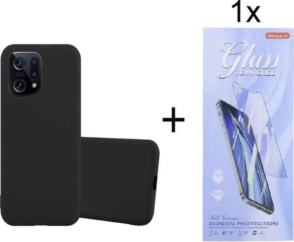 Oppo Find X5 Hoesjes – Siliconen Backcover – Zwart – Inclusief 1x Screenprotector Gehard Glas – Anti-kras-Ilumina Benelux