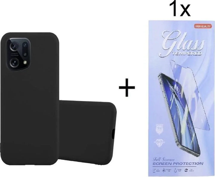 Oppo Find X5 Hoesjes – Siliconen Backcover – Zwart – Inclusief 1x Screenprotector Gehard Glas – Anti-kras-Ilumina Benelux