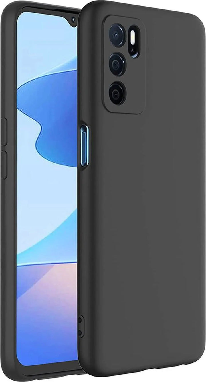 Oppo A16/A16s/A54s Hoesjes – Siliconen Backcover – Inclusief Screenprotector Gehard Glas – Zwart-Ilumina Benelux