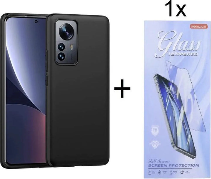 Xiaomi 12 Pro Hoesjes – Siliconen Backcover – Schokbestendig – Incl. Gehard Glas Screenprotector – Zwart-Ilumina Benelux