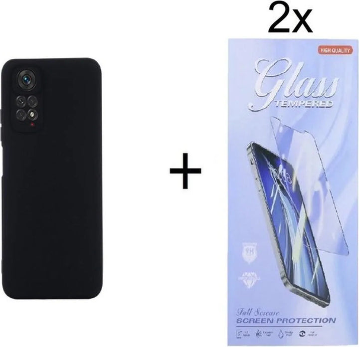Xiaomi Redmi Note 11 Pro 4G/5G Hoesjes – Siliconen Backcover – Schokbestendig – 2x Screenprotector Gehard Glas – Zwart-Ilumina Benelux