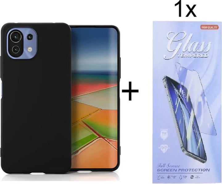 Xiaomi Mi 11 Lite 4G/5G Hoesjes – Siliconen Backcover – Schokbestendig – Incl. Screenprotector Gehard Glas – Zwart-Ilumina Benelux