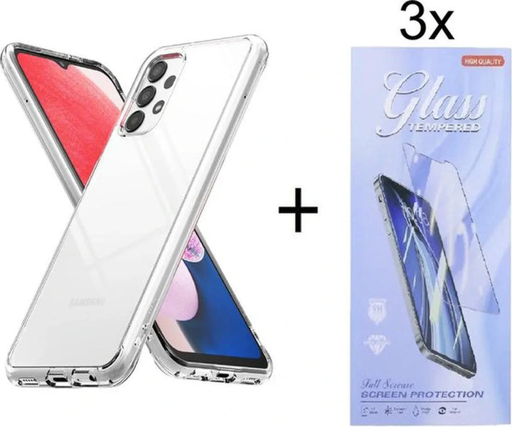 Samsung Galaxy A13 4G Hoesjes – Siliconen Backcover – Transparant – Inclusief 3x Screenprotector – Anti-kras – Transparant-Ilumina Benelux