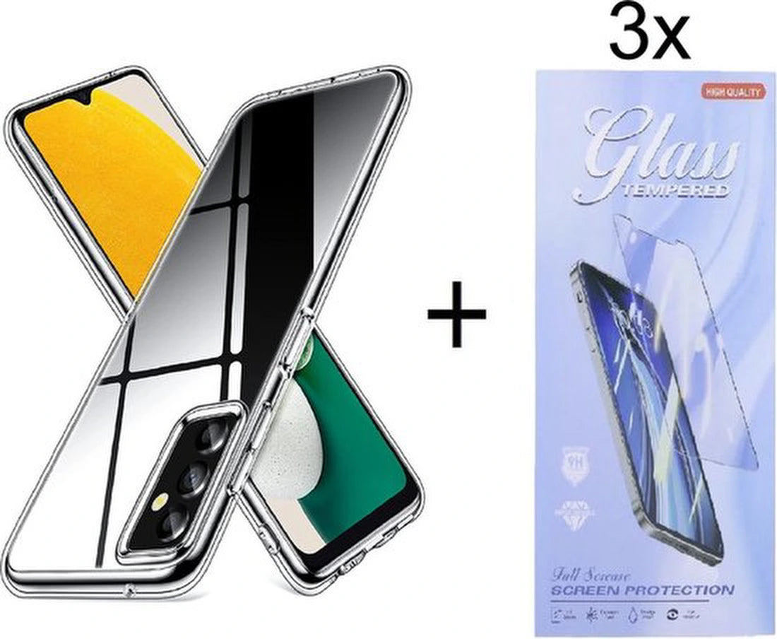 Soft Back Cover Hoesje Geschikt voor: Samsung Galaxy A13 5G / A04s Silicone Transparant + 3X Screenprotector