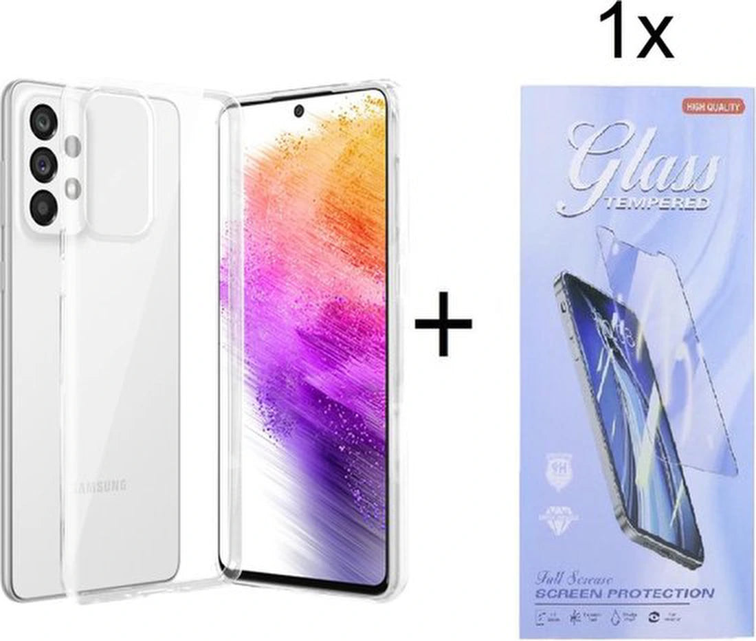 Soft Back Cover Hoesje Geschikt voor: Samsung Galaxy A73 5G Silicone Transparant + 1X Screenprotector