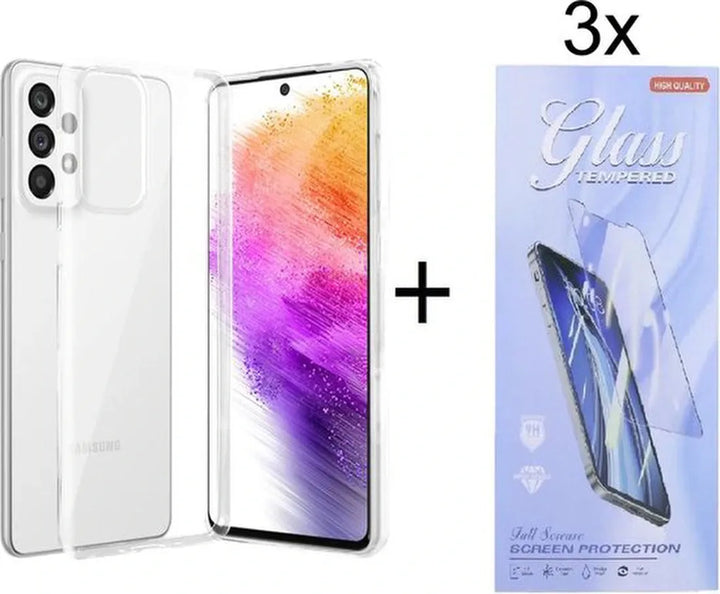 Samsung Galaxy A73 5G Hoesjes – Siliconen Backcover – Transparant – Inclusief 3x Screenprotector – Soft Cover-Ilumina Benelux