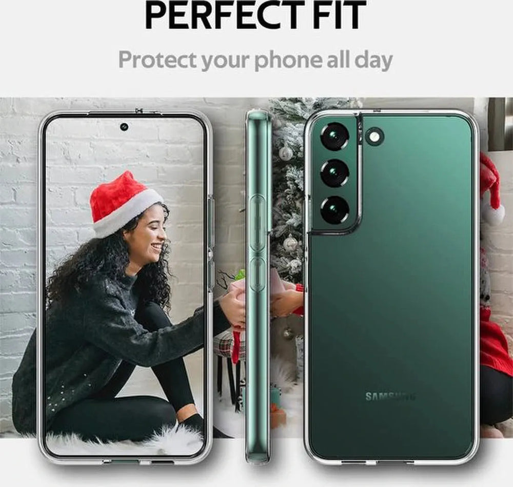 Samsung Galaxy S22 Hoesjes – Transparante Siliconen Backcover – Softcase – Inclusief 2x Screenprotector-Ilumina Benelux