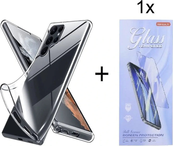 Samsung Galaxy S22 Ultra Hoesjes – Siliconen Backcover – Transparant – Inclusief Screenprotector – Soft Cover-Ilumina Benelux