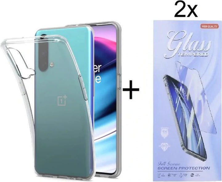 OnePlus Nord CE Hoesjes – Transparante Siliconen Backcover – Inclusief 2x Screenprotector – Anti-kras-Ilumina Benelux