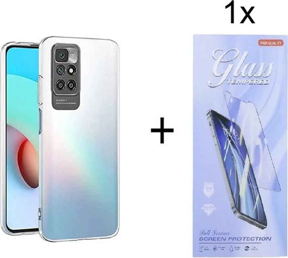 Xiaomi Redmi 10 4G/5G Hoesjes – Transparante Siliconen Backcover – Schokbestendig – Incl. Gehard Glas Screenprotector-Ilumina Benelux