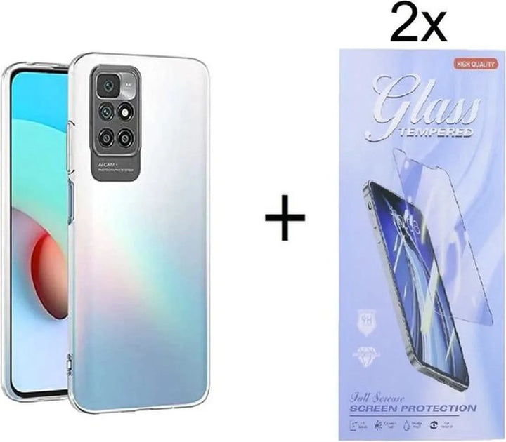 Xiaomi Redmi 10 4G/5G Hoesjes – Transparante Siliconen Backcover – Inclusief 2x Screenprotector Gehard Glas-Ilumina Benelux