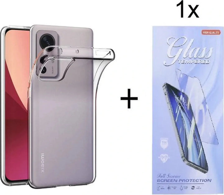 Xiaomi 12/12X Hoesjes – Transparante Siliconen Backcover – Inclusief Screenprotector Gehard Glas – Anti-kras-Ilumina Benelux