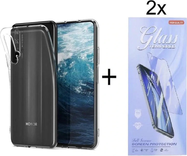 Huawei Nova 5T Hoesjes – Siliconen Backcover – Transparant – Inclusief 2x Gehard Glas Screenprotector – Anti-kras-Ilumina Benelux