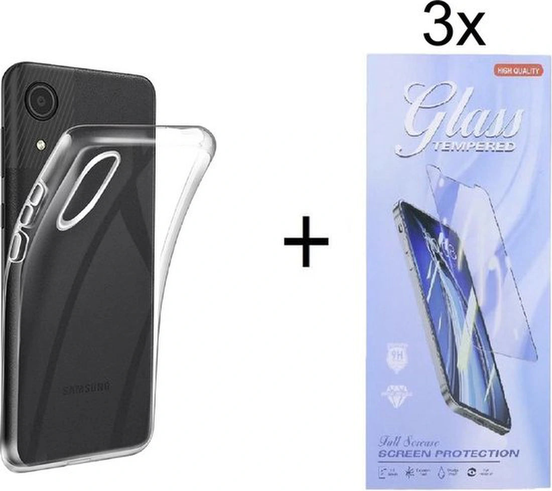 Samsung Galaxy A03 Core Hoesjes – Transparante Siliconen Backcover – Soft Grip – Inclusief 3x Screenprotector – Transparant