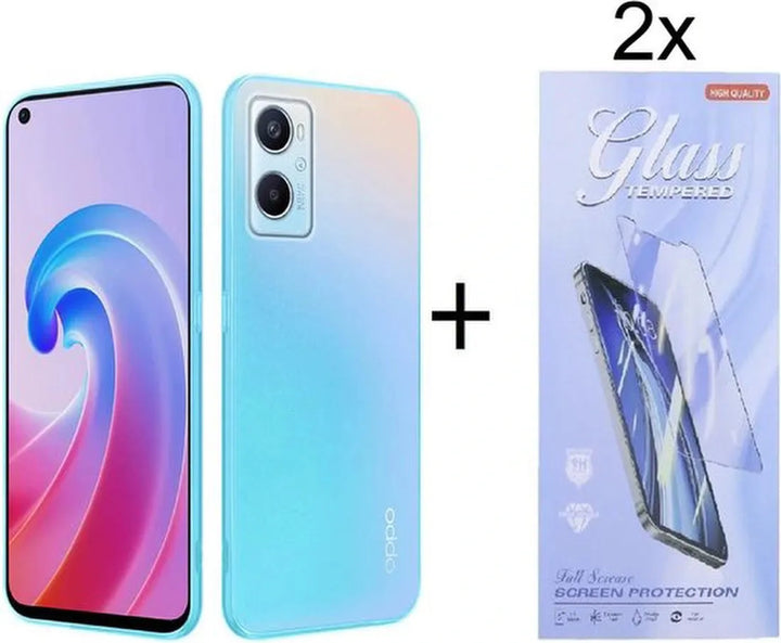 Oppo A96/A76/A36 Hoesjes – Transparante Siliconen Backcover – Inclusief 2x Screenprotector Gehard Glas – Anti-kras-Ilumina Benelux