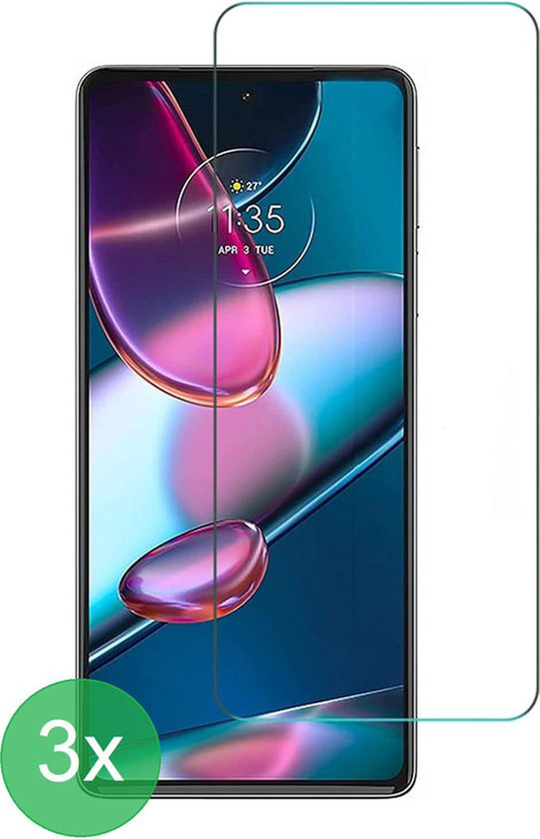 Screenprotector - Geschikt voor Motorola Edge 30 Pro Screenprotector 3x - 9H Glas (3-Pack)