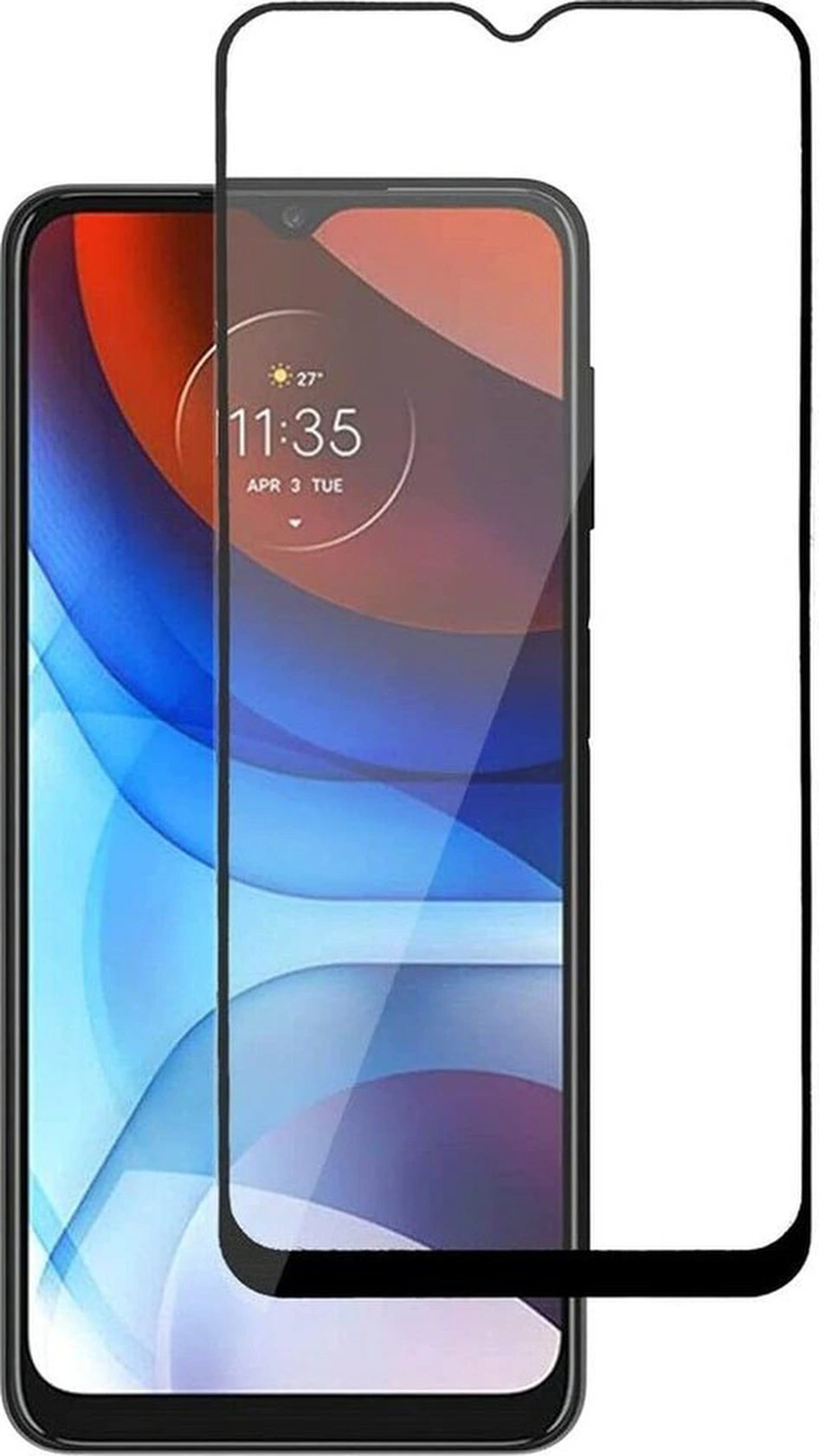 Full Cover Screenprotector - Geschikt voor Motorola Moto E7 Full Screenprotector 1x - 9H Glas (1-Pack)