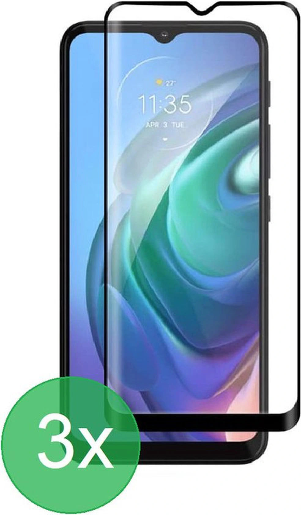 Full Cover Screenprotector - Geschikt voor Motorola Moto G10 / G20 / G30 Full Screenprotector 3x - 9H Glas
