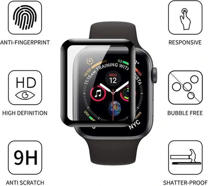 Screenprotector – Geschikt voor Apple Watch Series 7 41mm – Full Cover – Anti-kras – 4-pack – Transparant-Smartwatchscreenprotector-Ilumina Benelux