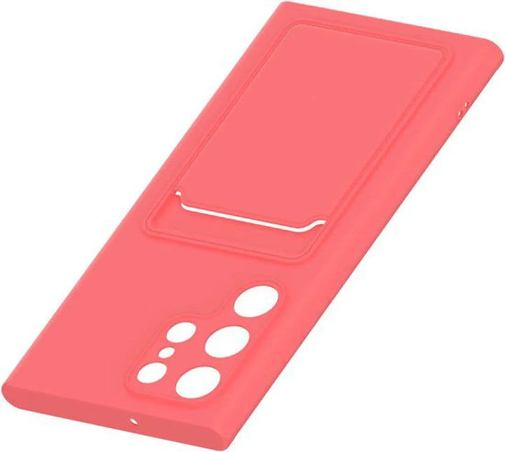 Samsung Galaxy S22 Ultra Hoesjes – Siliconen Backcover – Pasjeshouder – TPU – Roze-Ilumina Benelux