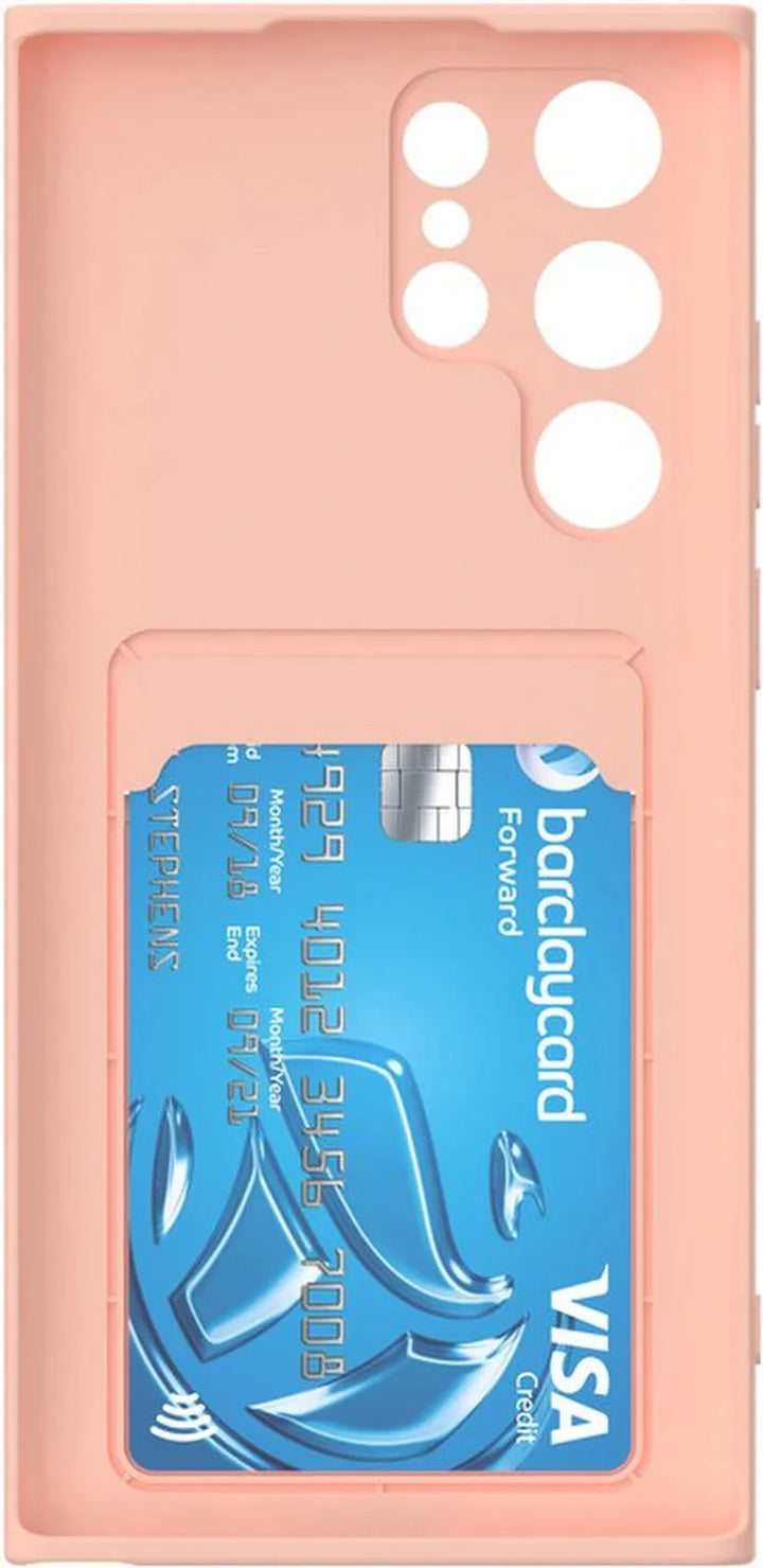 Samsung Galaxy S22 Ultra Hoesjes – Siliconen Backcover – Pasjeshouder – TPU – Lichtroze-Ilumina Benelux
