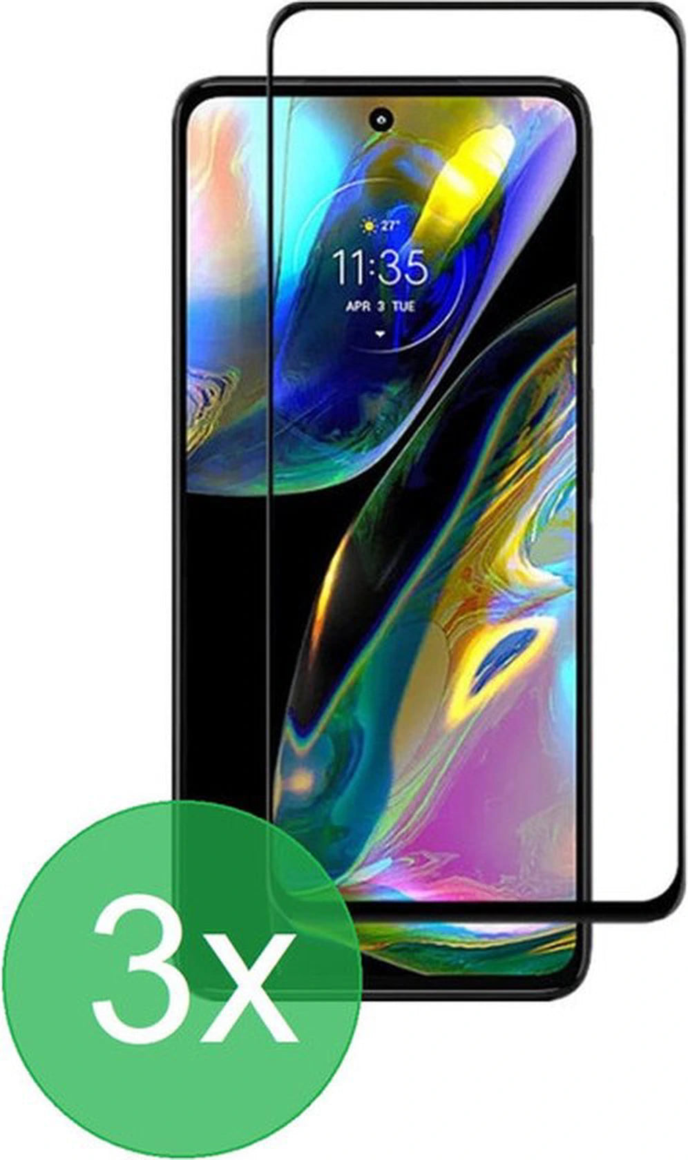 Full Cover Screenprotector - Geschikt voor Motorola Moto G52 / G82 - 9H Glas (3-Pack)