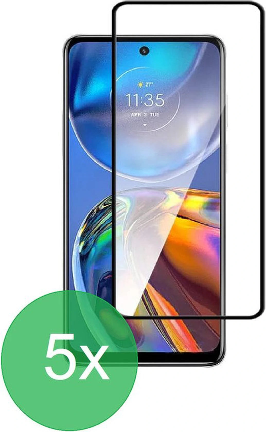 Full Cover Screenprotector - Geschikt voor Motorola Moto E32 - 9H Glas (5-Pack)