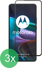Full Cover Screenprotector - Geschikt voor Motorola Edge 30 - 9H Glas (3-Pack)