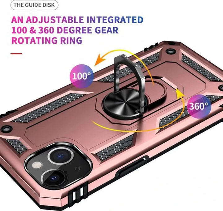 iPhone 14 Plus Hoesjes – Ring Armor Backcover – Kickstand Ring – Magneet – Roségoud-Ilumina Benelux