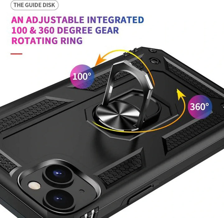 iPhone 13 Hoesjes – Ring Armor Backcover – 360° Draaibare Kickstand Ring – Magneet – Roségoud-Ilumina Benelux