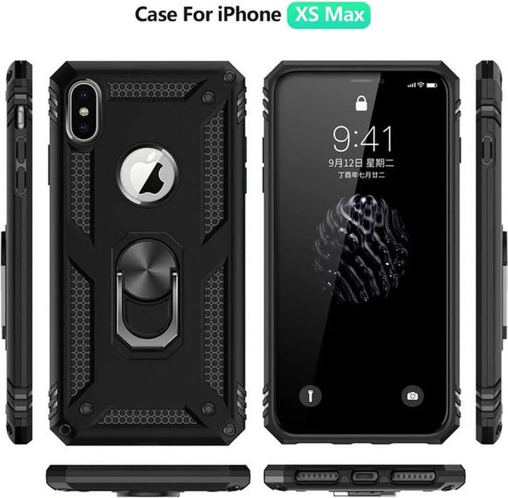 iPhone XS Max Hoesjes – Ring Armor Backcover – 360° Draaibare Kickstand – Magneet – Roségoud-Ilumina Benelux