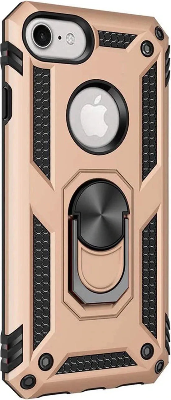 iPhone SE 2020/7/8 Hoesjes – Ring Armor Backcover – Kickstand Ring 360° Draaibaar – Magneet – Goud-Ilumina Benelux