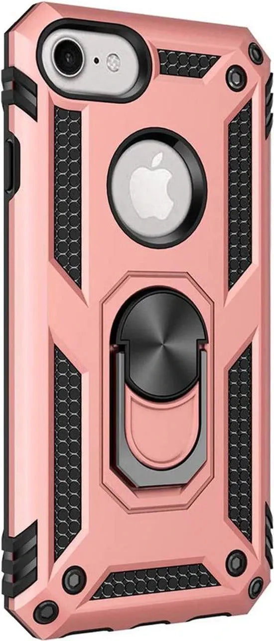 iPhone SE 2020/7/8 Hoesjes – Ring Armor Backcover – 360° Draaibare Kickstand Ring – Magneet – Roségoud-Ilumina Benelux