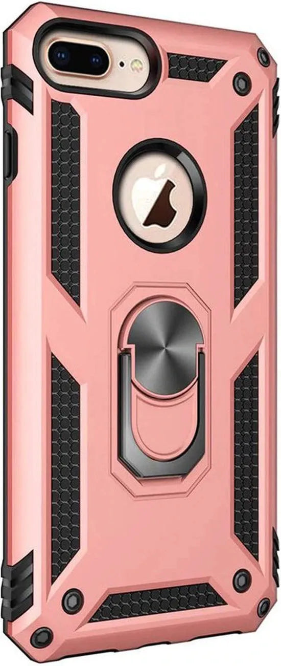iPhone 7 Plus / 8 Plus Hoesjes – Ring Armor Backcover – 360° Draaibare Kickstand – Magneet – Roségoud-Ilumina Benelux
